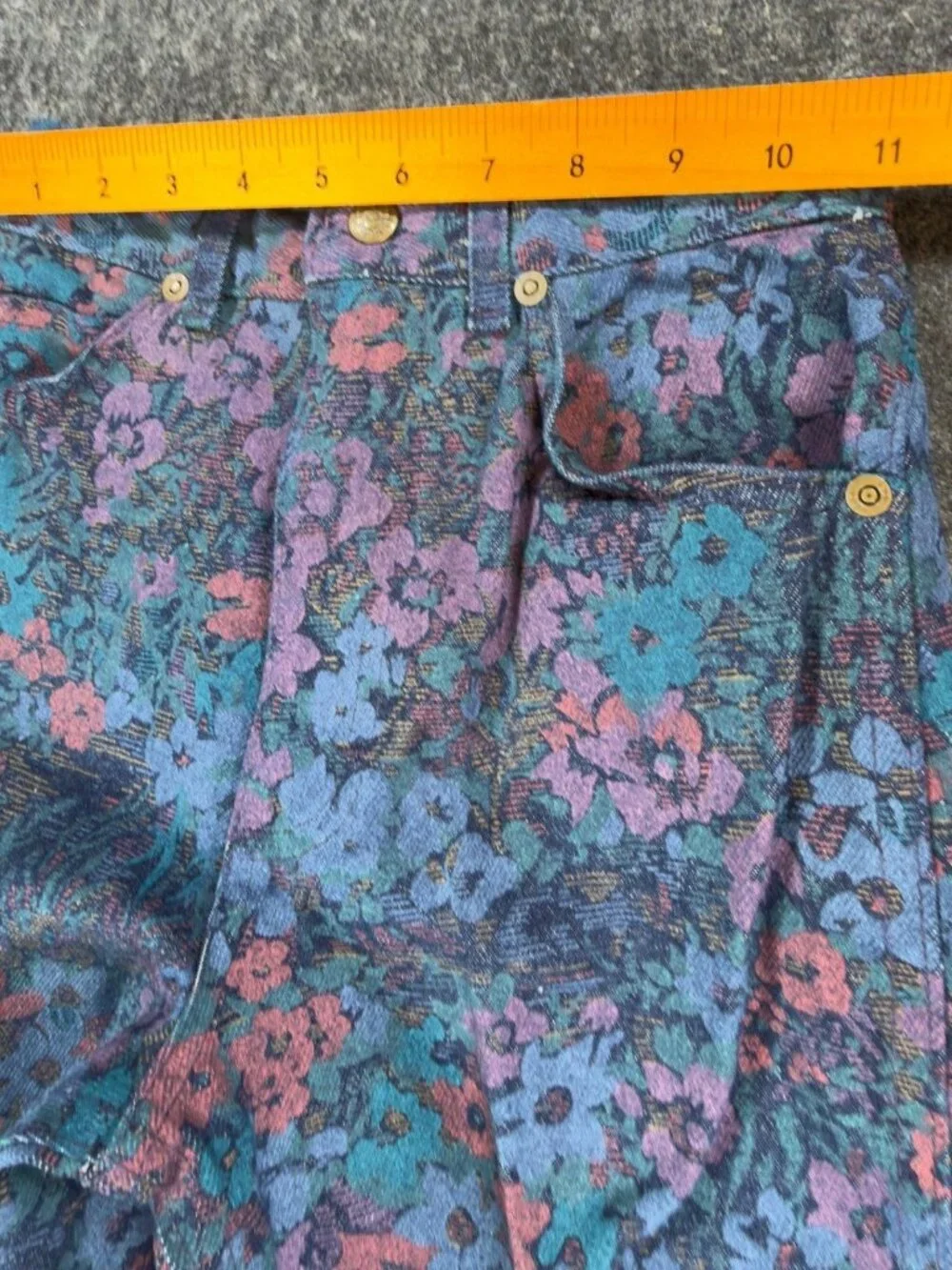 Lee Riders Floral Jeans Girls 12 Slim Blue Pink Cotton Vintage NWT 90s